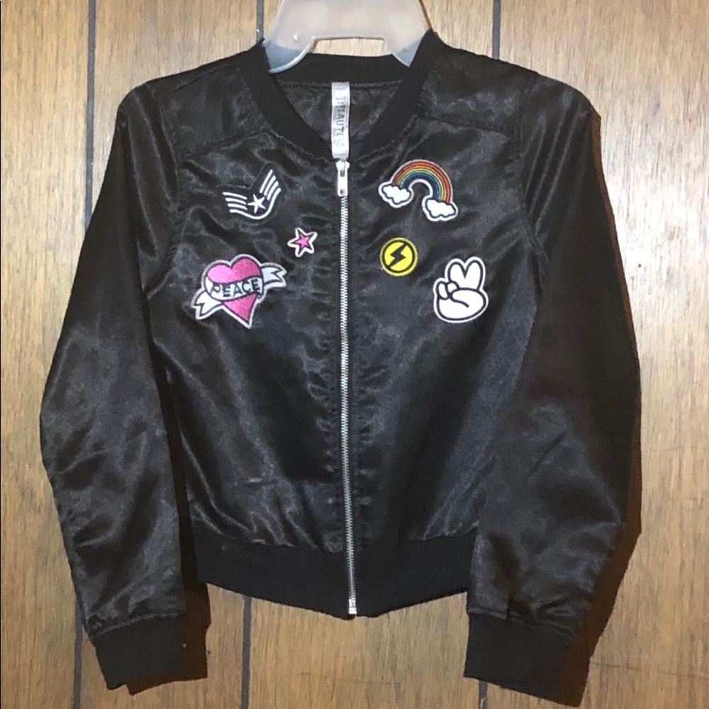 Beauties kids jacket size L with cute iron ons